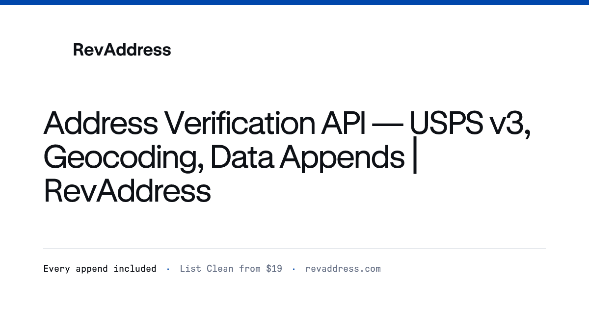 USPS v3 API — Validation, Rates, Labels | RevAddress